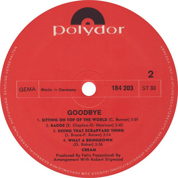 Cream (2) : Goodbye (LP, Album, Gat)