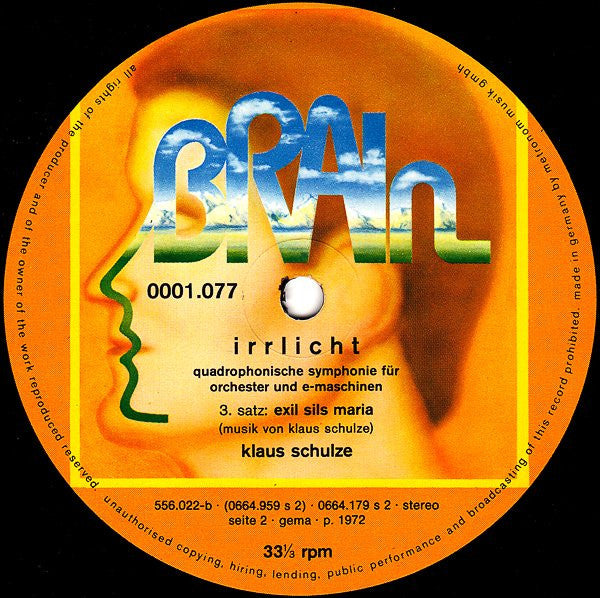 Klaus Schulze : Irrlicht (LP, Album, RE)