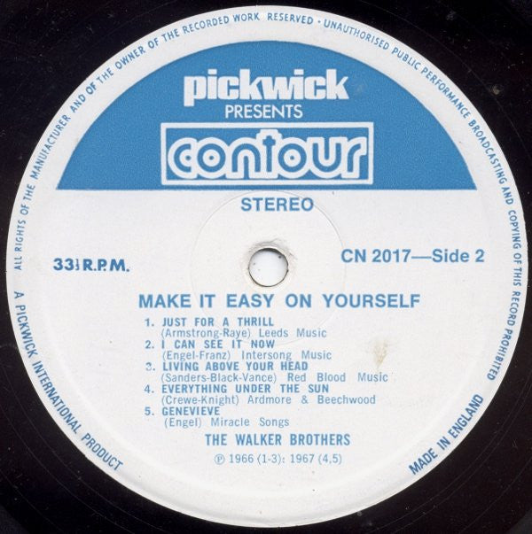 The Walker Brothers : Make It Easy On Yourself (LP, Comp, RE, Whi)