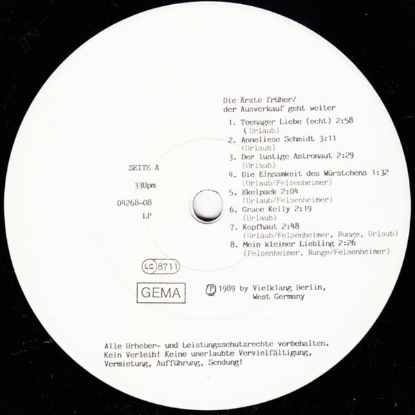 Die Ärzte : Die Ärzte Früher! (1982-'83) Der Ausverkauf* Geht Weiter! (LP, Comp)