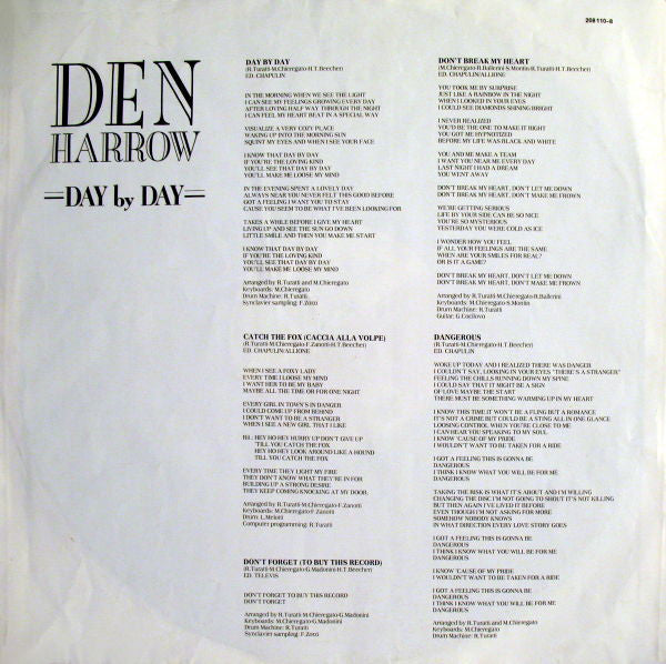Den Harrow : Day By Day (LP, Album)