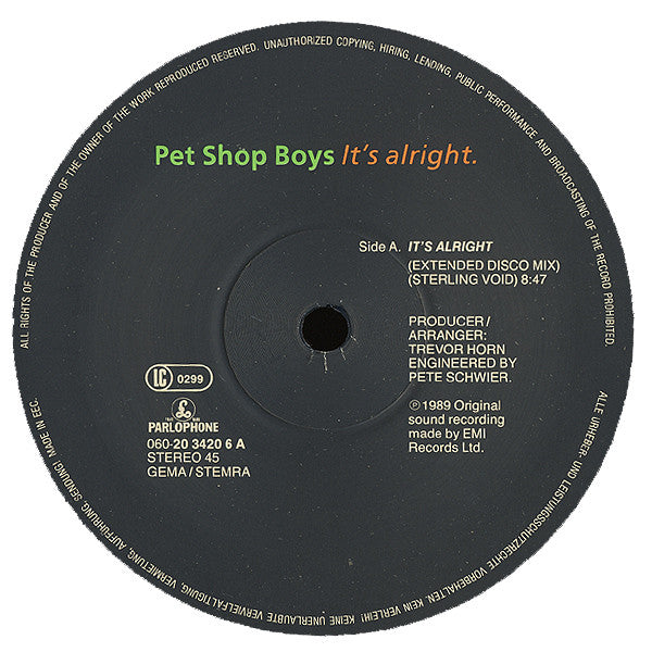 Pet Shop Boys : It's Alright (12", Maxi)