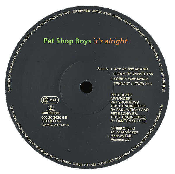 Pet Shop Boys : It's Alright (12", Maxi)