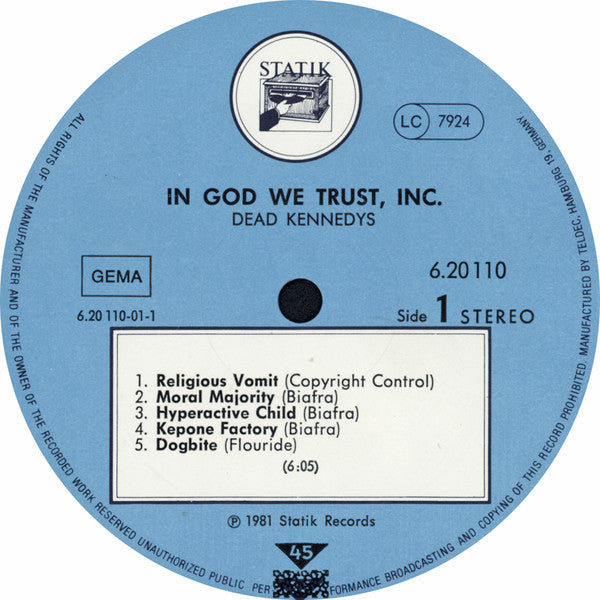 Dead Kennedys : In God We Trust, Inc. (12", EP)