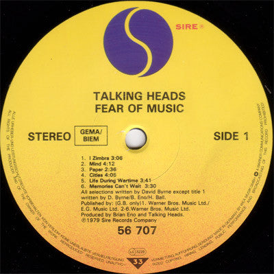 Talking Heads : Fear Of Music (LP, Album, RP, Emb)