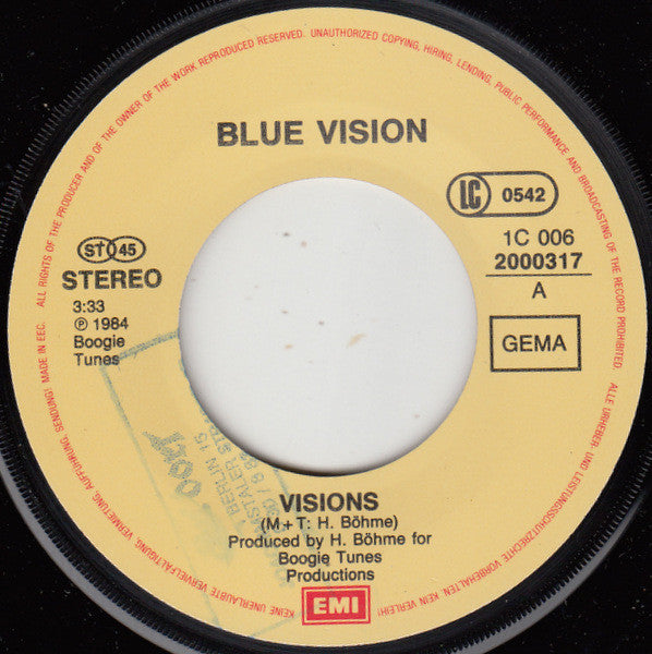 Blue Vision : Visions (7", Single)