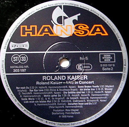 Roland Kaiser : Live In Concert (2xLP, Gat)