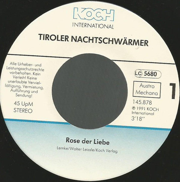 Tiroler Nachtschwärmer : Rose Der Liebe (7", Single)