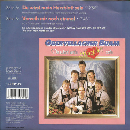 Obervellacher Buam : Du Wirst Mein Herzblatt Sein (7", Single)