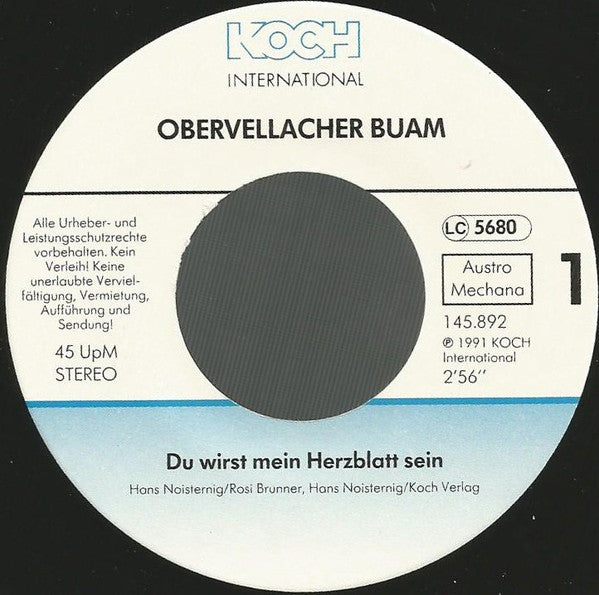 Obervellacher Buam : Du Wirst Mein Herzblatt Sein (7", Single)