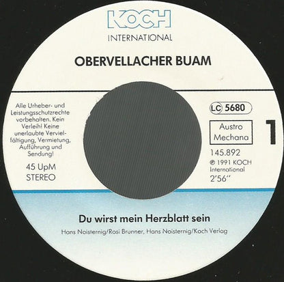 Obervellacher Buam : Du Wirst Mein Herzblatt Sein (7", Single)