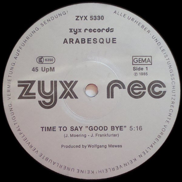 Arabesque : Time To Say "Good Bye" (12", Maxi)
