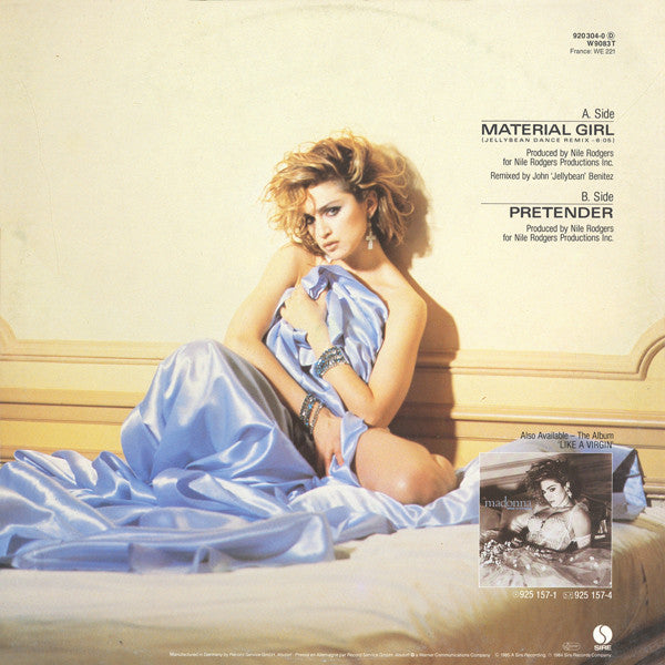 Madonna : Material Girl (Jellybean Dance Remix) / Pretender (12", Maxi)