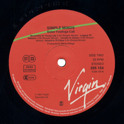 Simple Minds : Sister Feelings Call (LP, Album, No )