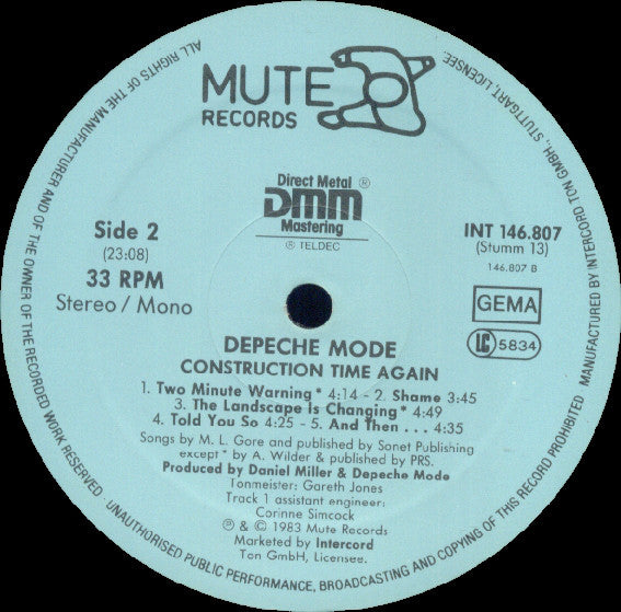 Depeche Mode : Construction Time Again (LP, Album, Pos)