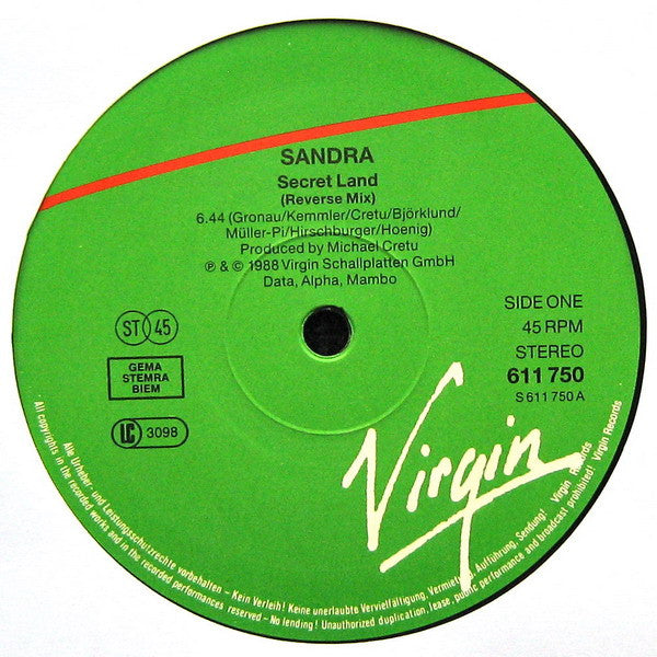 Sandra : Secret Land (Extended Single-Version) (12", Maxi)