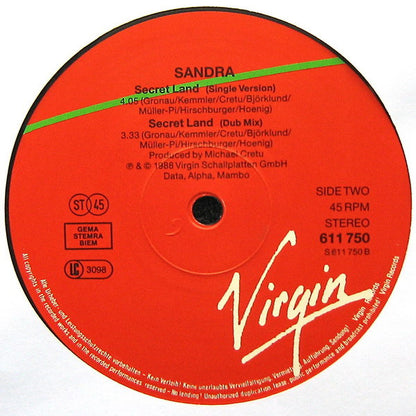 Sandra : Secret Land (Extended Single-Version) (12", Maxi)