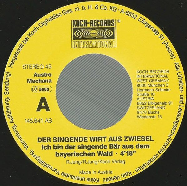 Der Singende Wirt Aus Zwiesel : Ich Bin Der Singende Bär Aus Dem Bayerischen Wald (7", Single)