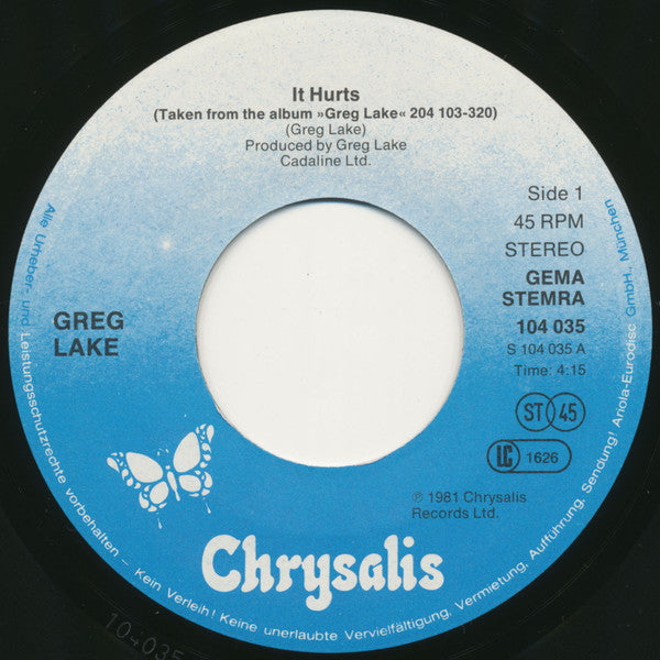 Greg Lake : It Hurts / Retribution Drive (7", Single)