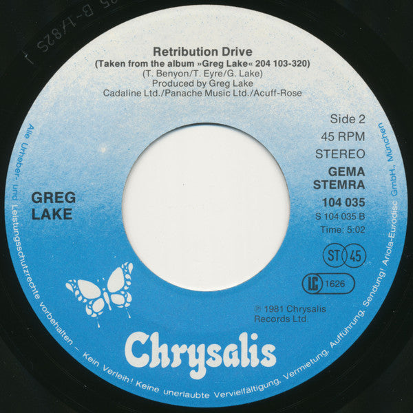 Greg Lake : It Hurts / Retribution Drive (7", Single)