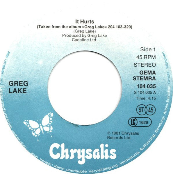 Greg Lake : It Hurts / Retribution Drive (7", Single)