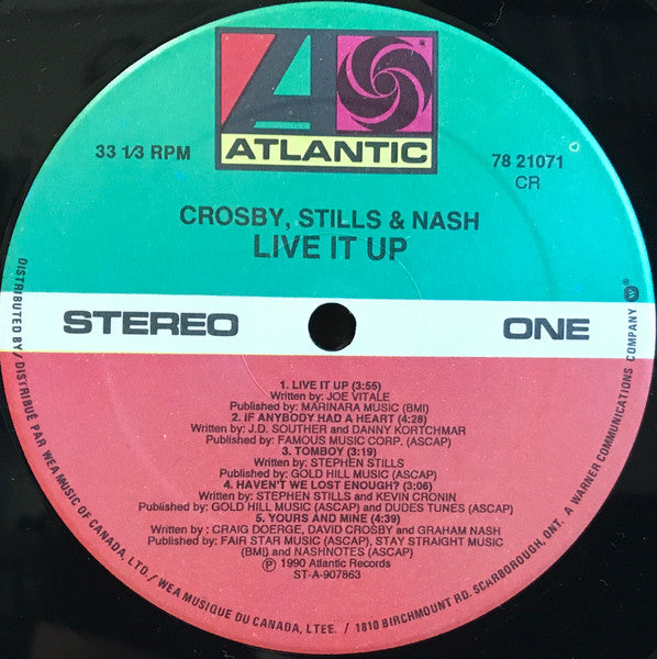 Crosby, Stills & Nash : Live It Up (LP, Album)