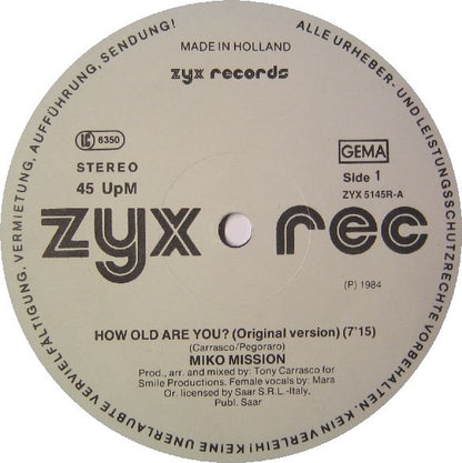 Miko Mission : How Old Are You (Special Remix) (12")