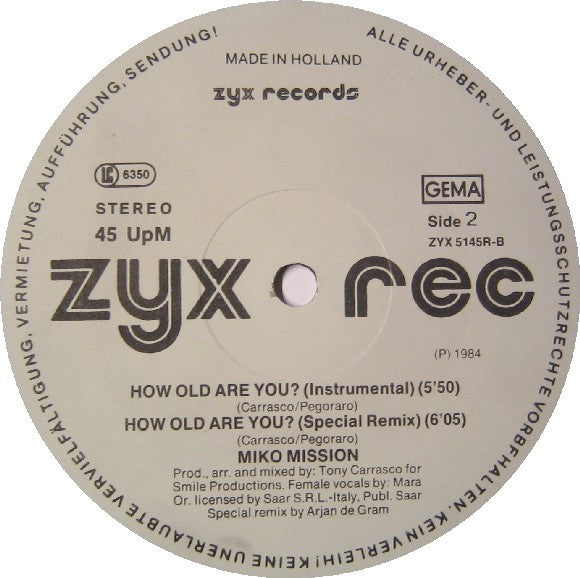 Miko Mission : How Old Are You (Special Remix) (12")