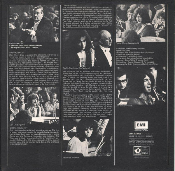 Deep Purple & Royal Philharmonic Orchestra Conducted By Malcolm Arnold : Concerto For Group And Orchestra (LP, Album, RP, Gat)