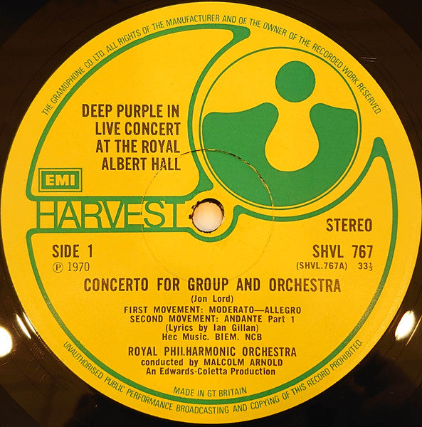 Deep Purple & Royal Philharmonic Orchestra Conducted By Malcolm Arnold : Concerto For Group And Orchestra (LP, Album, RP, Gat)