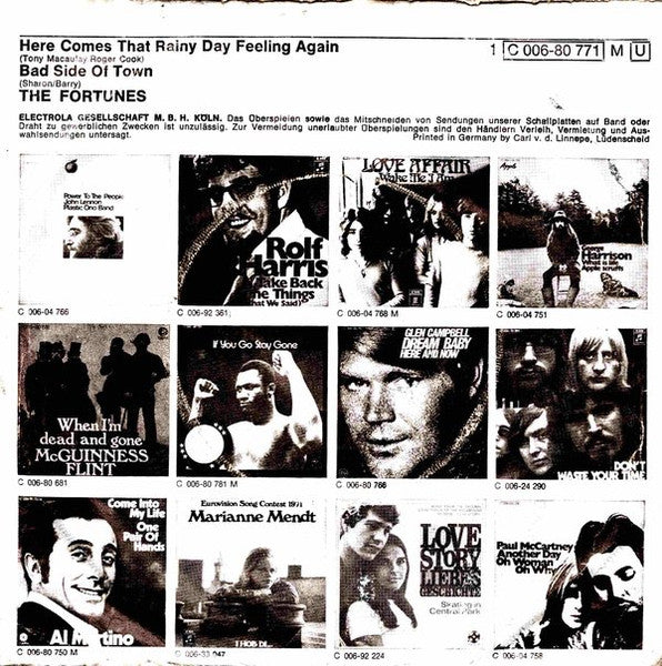 The Fortunes : Here Comes That Rainy Day Feeling Again (7", Single)
