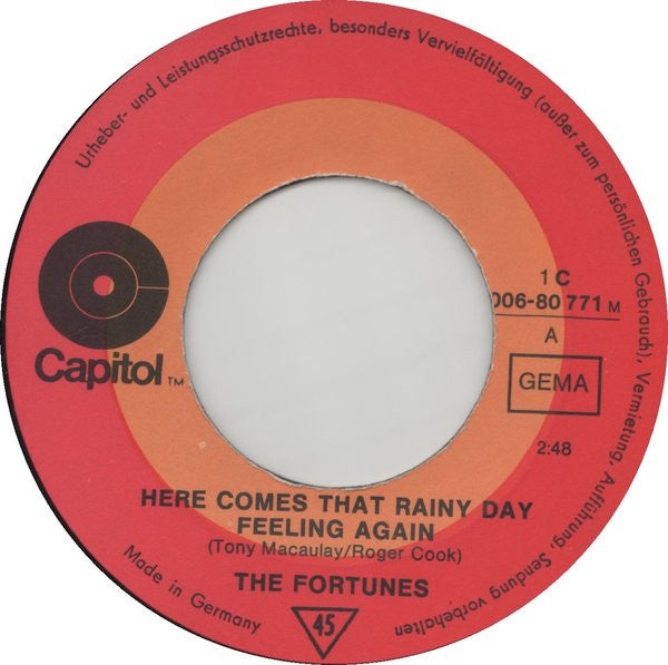 The Fortunes : Here Comes That Rainy Day Feeling Again (7", Single)