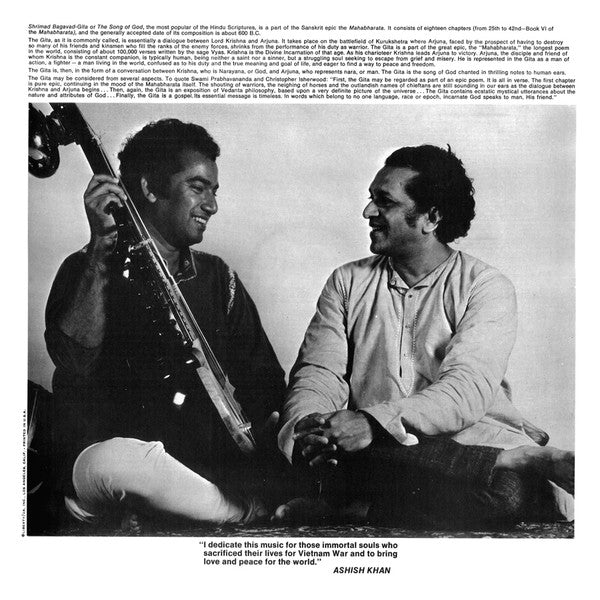 Aashish Khan, Ravi Shankar : Song Of God - Bagavad Gita  (LP, Album, RE, Gat)