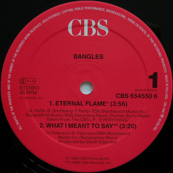 Bangles : Eternal Flame (12", Maxi)