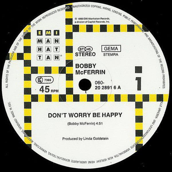 Bobby McFerrin : Don't Worry, Be Happy (12", Maxi)