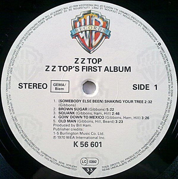 ZZ Top : First Album (LP, Album, RE)