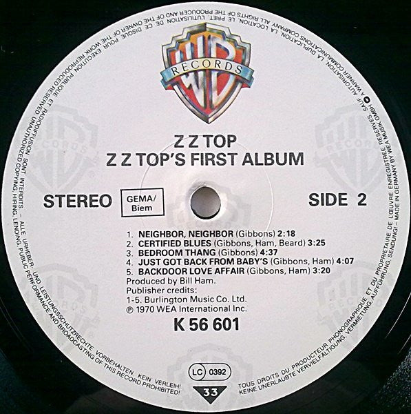 ZZ Top : First Album (LP, Album, RE)