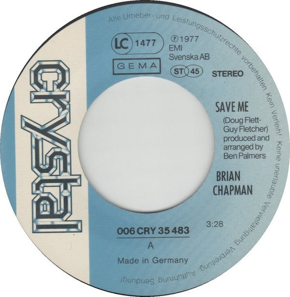Brian Chapman : Save Me (7", Single)
