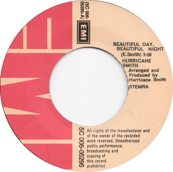 Hurricane Smith : Beautiful Day, Beautiful Night (7", Single)