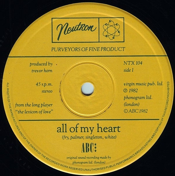 ABC : All Of My Heart / Overture (From The Lexicon Of Love) (12", Single)