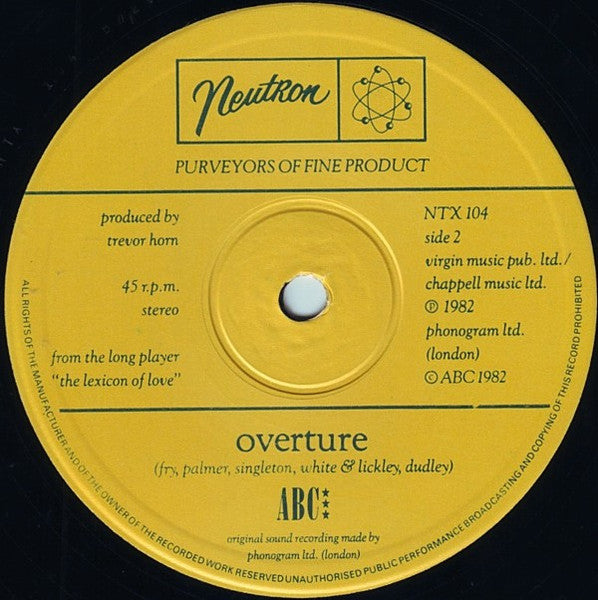 ABC : All Of My Heart / Overture (From The Lexicon Of Love) (12", Single)