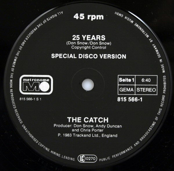 The Catch : 25 Years (12", Maxi)