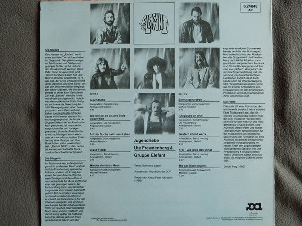 Ute Freudenberg & Gruppe Elefant : Jugendliebe (LP, Album)