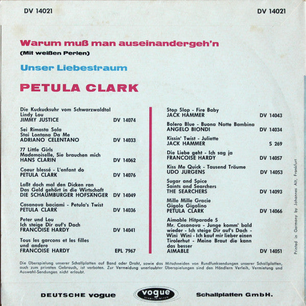 Petula Clark : Warum Muß Man Auseinandergeh'n (Mit Weißen Perlen) (7", Single)