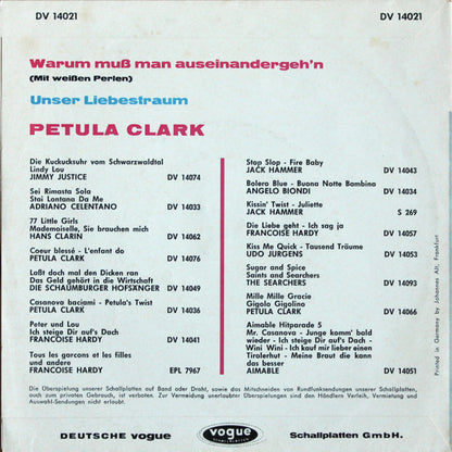 Petula Clark : Warum Muß Man Auseinandergeh'n (Mit Weißen Perlen) (7", Single)