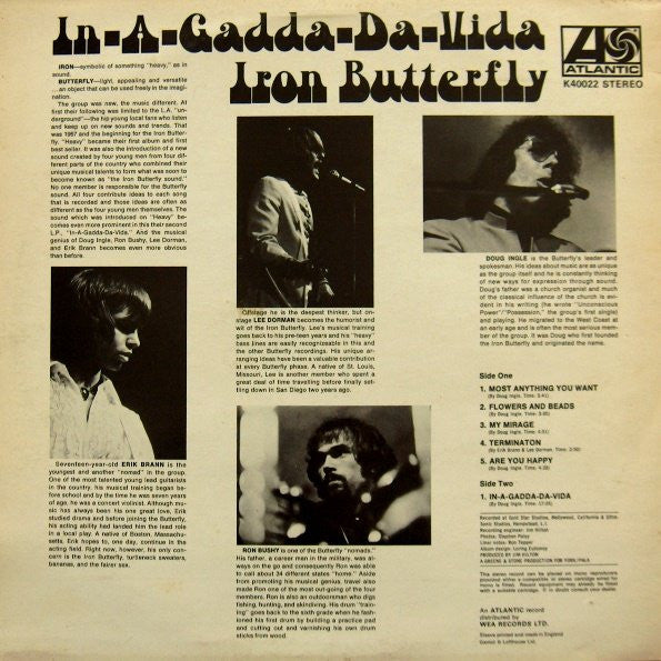 Iron Butterfly : In-A-Gadda-Da-Vida (LP, Album, RE)