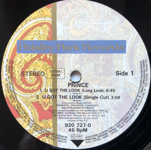 Prince : U Got The Look (12", Maxi)