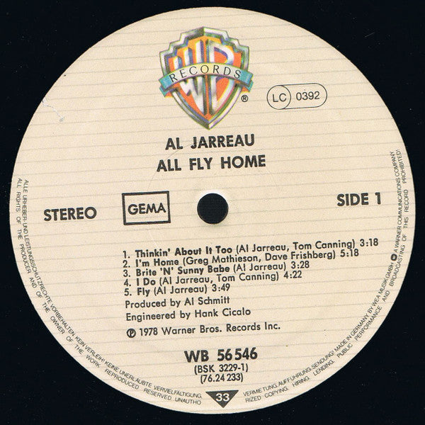 Al Jarreau : All Fly Home (LP, Album, RP)