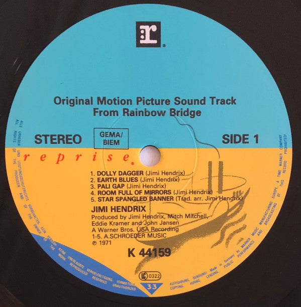 Jimi Hendrix : Rainbow Bridge (Original Motion Picture Sound Track) (LP, Album, RE, Gat)