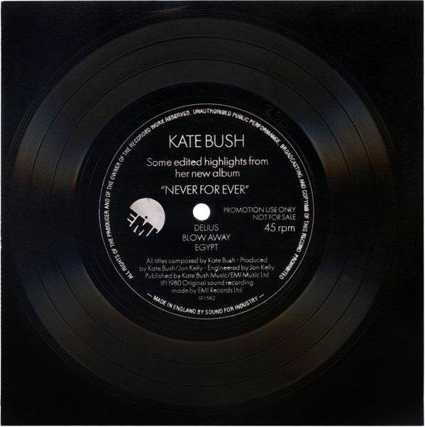 Kate Bush : Some Edited Highlights From Her New Album "Never For Ever" (Flexi, 7", Shape, S/Sided, Promo, Unc)